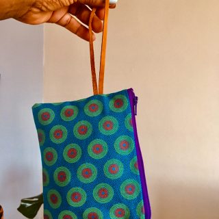 Seshweshwe utility wristlet.
