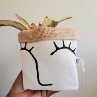 Tsholo hand painted mini fabric pot.